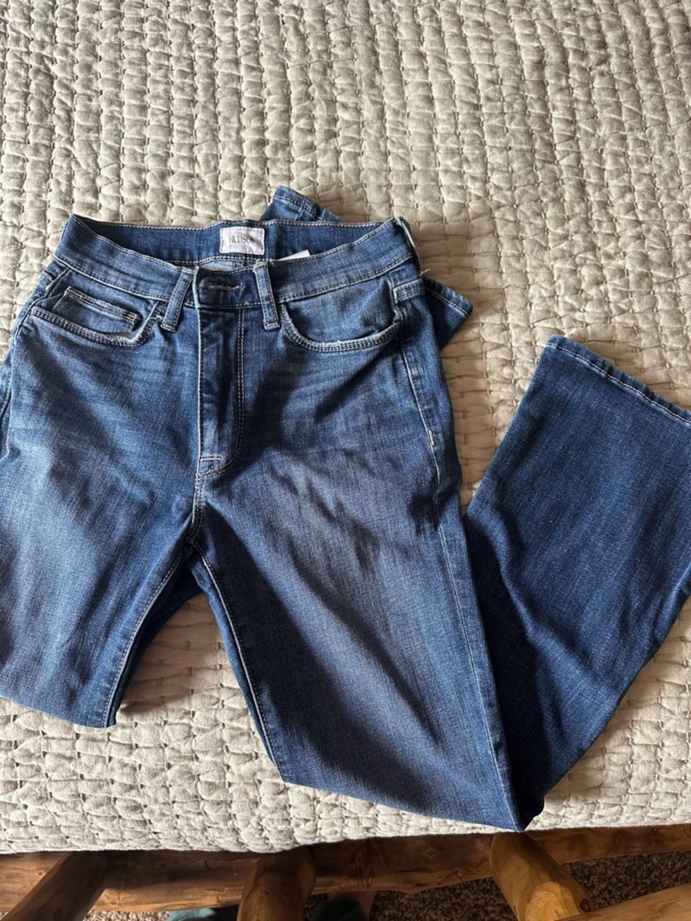 Hudson Jeans faded blue denim high-rise five-pocket jeans